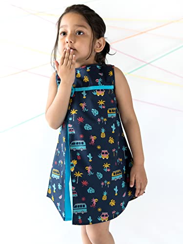Campana Girls Jackie Front Pleat Dress, Campervan Print, Navy, 5-6 Years, Beautiful Girls Dress, Stylish Outfit, Best Dress for Girls - Image 3