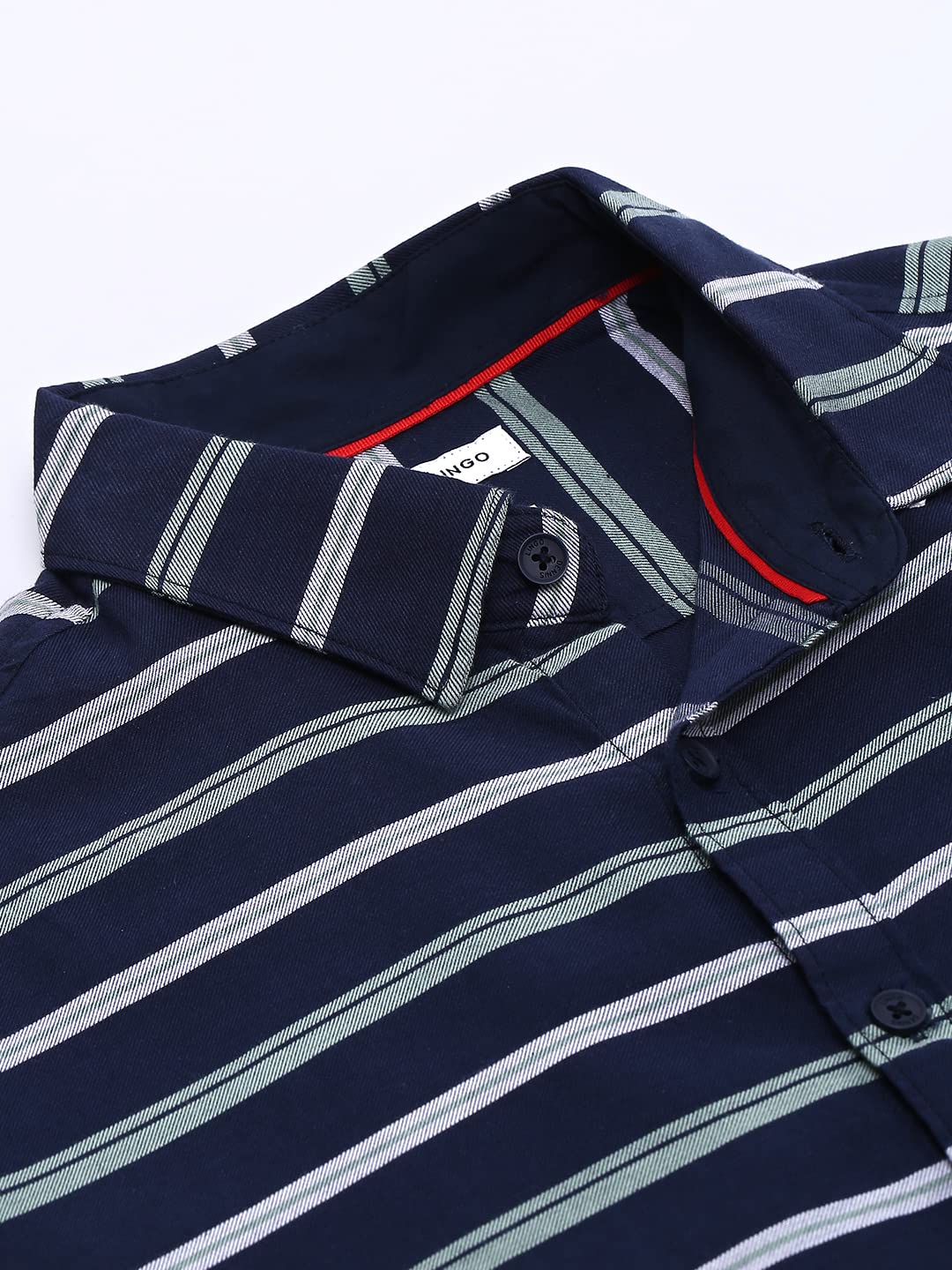 Dennis Lingo Men's Navy Striped Slim Fit Casual Shirt - Image 8