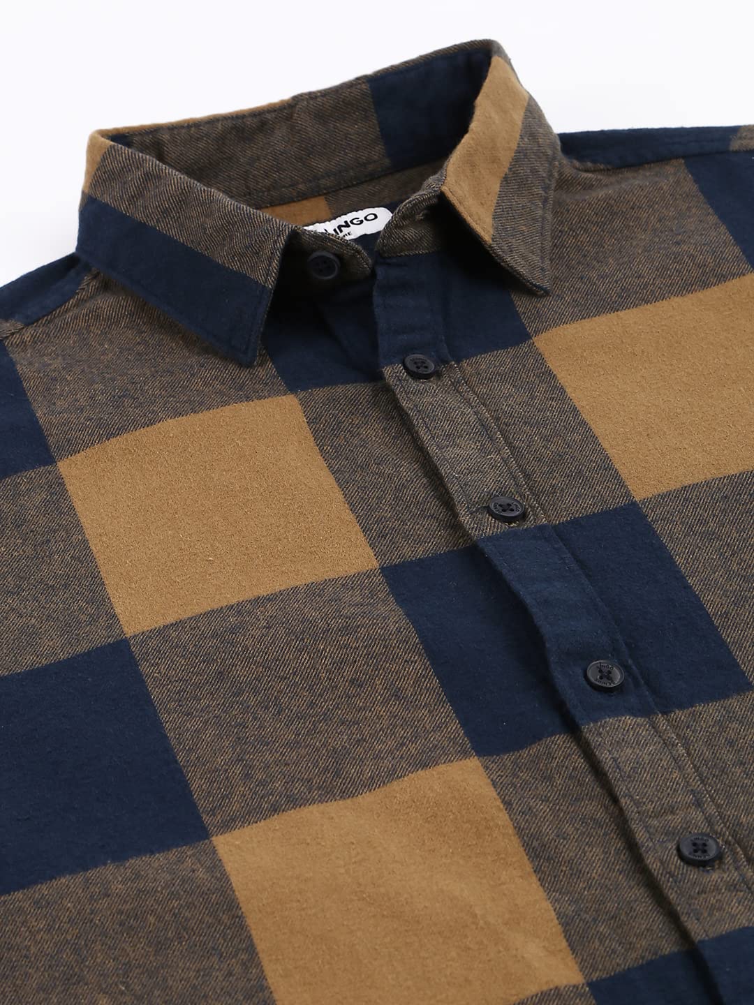 Dennis Lingo Men's Brown Checkered Slim Fit Cotton Casual Shirt (Medium) (Brown) - Image 7