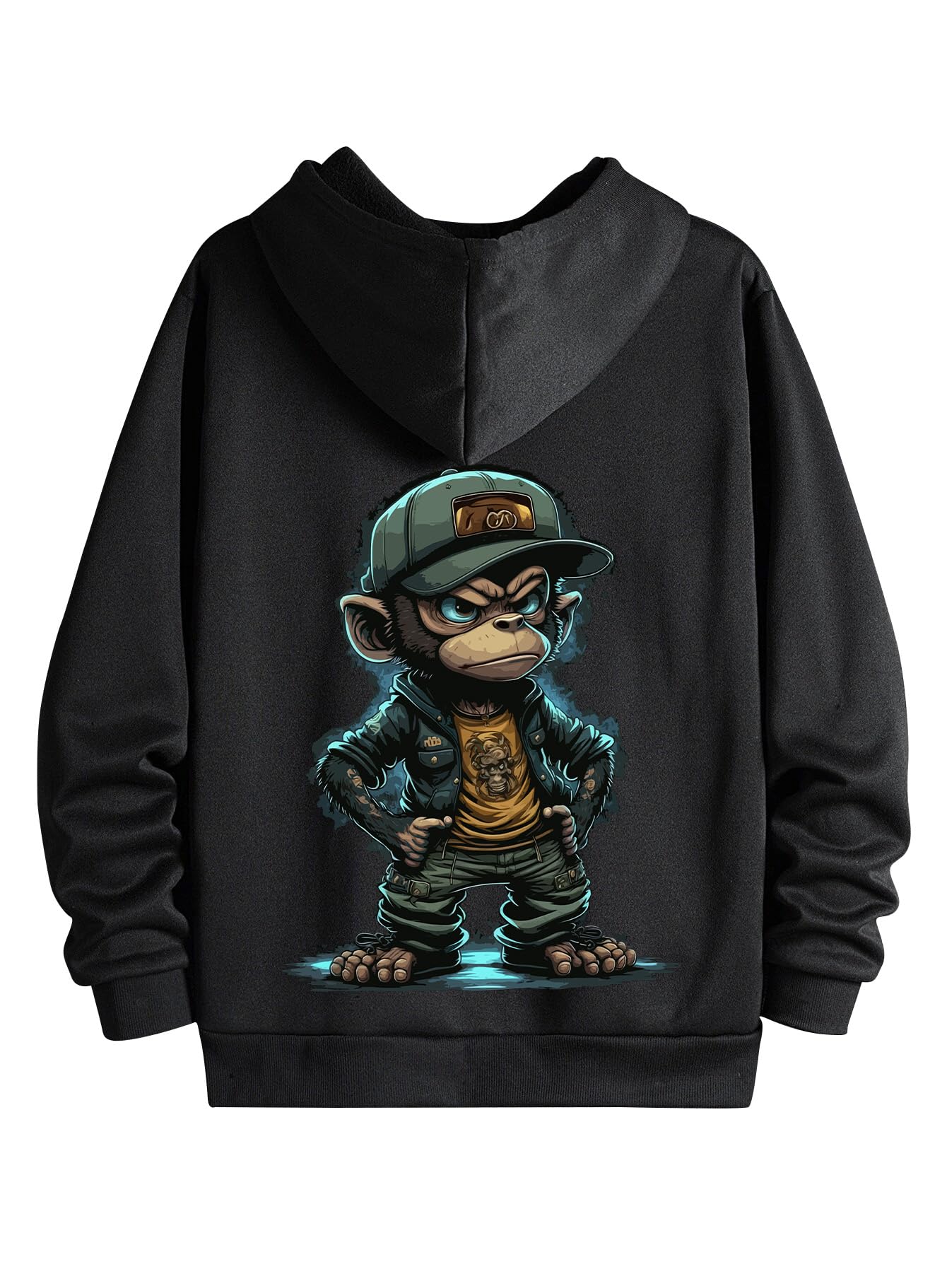 Dagcros Hoodies Printed Sweatshirts Fleece Lined Casual Athletic Workout Pullover with Kangaroo Pocket for Men's Black - Image 5