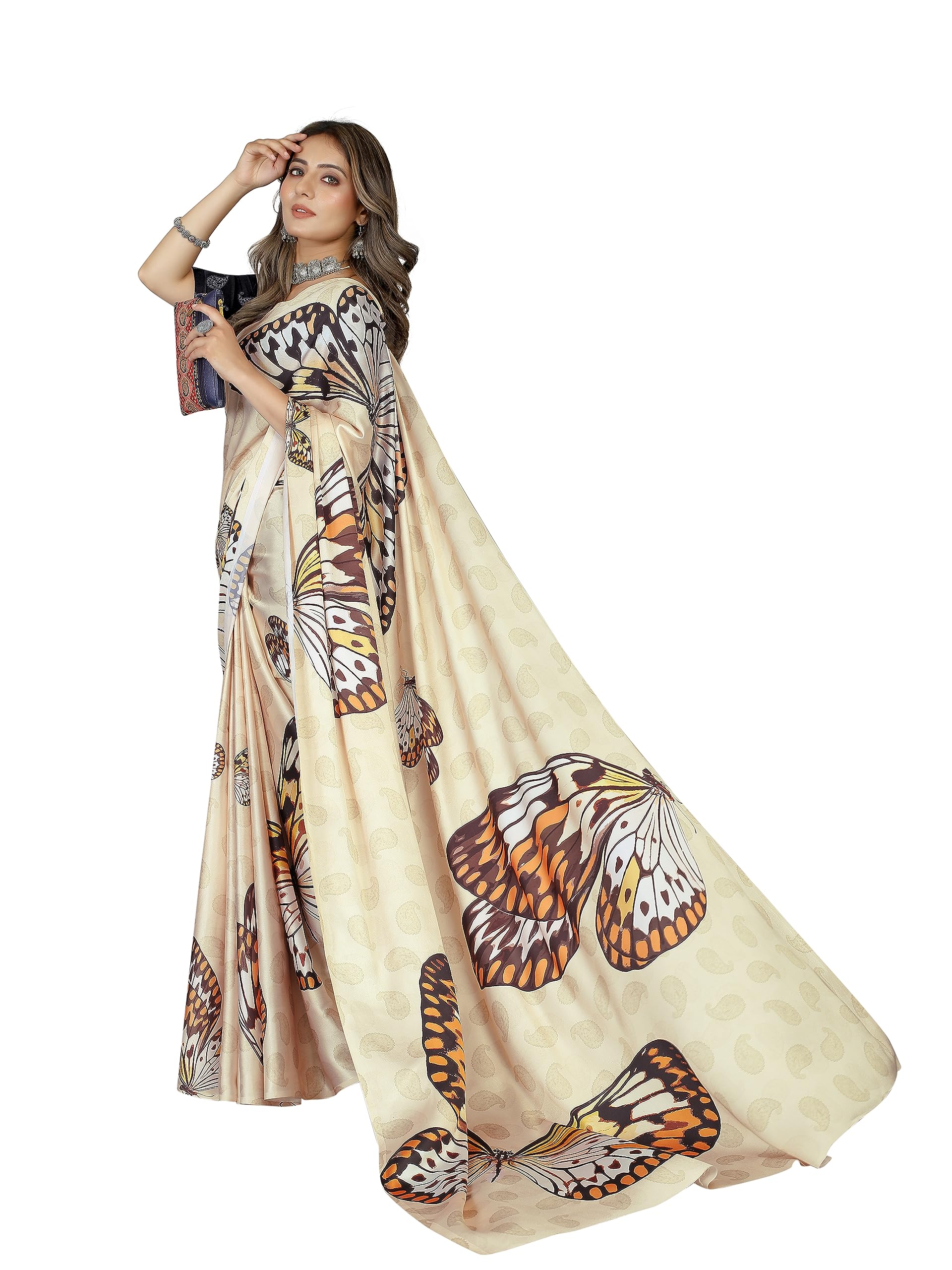AMOUS FASHION Women's Japan Crepe Digital Floral printed Fashion Saree With Blouse Piece - Image 4