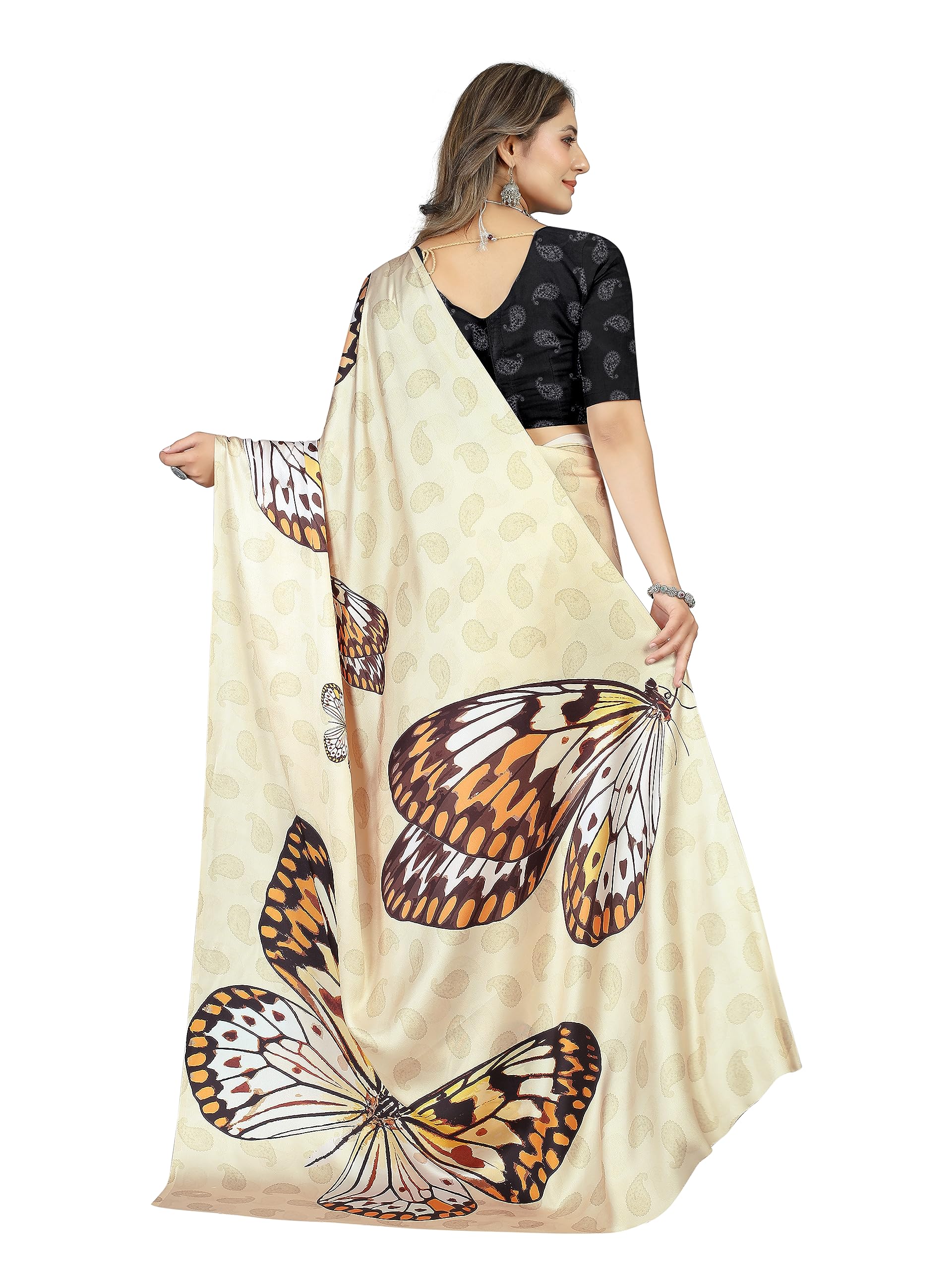 AMOUS FASHION Women's Japan Crepe Digital Floral printed Fashion Saree With Blouse Piece - Image 5