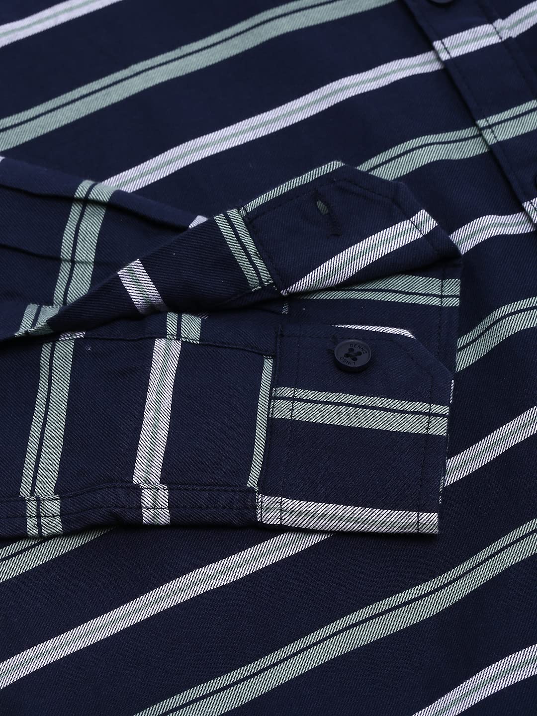 Dennis Lingo Men's Navy Striped Slim Fit Casual Shirt - Image 7