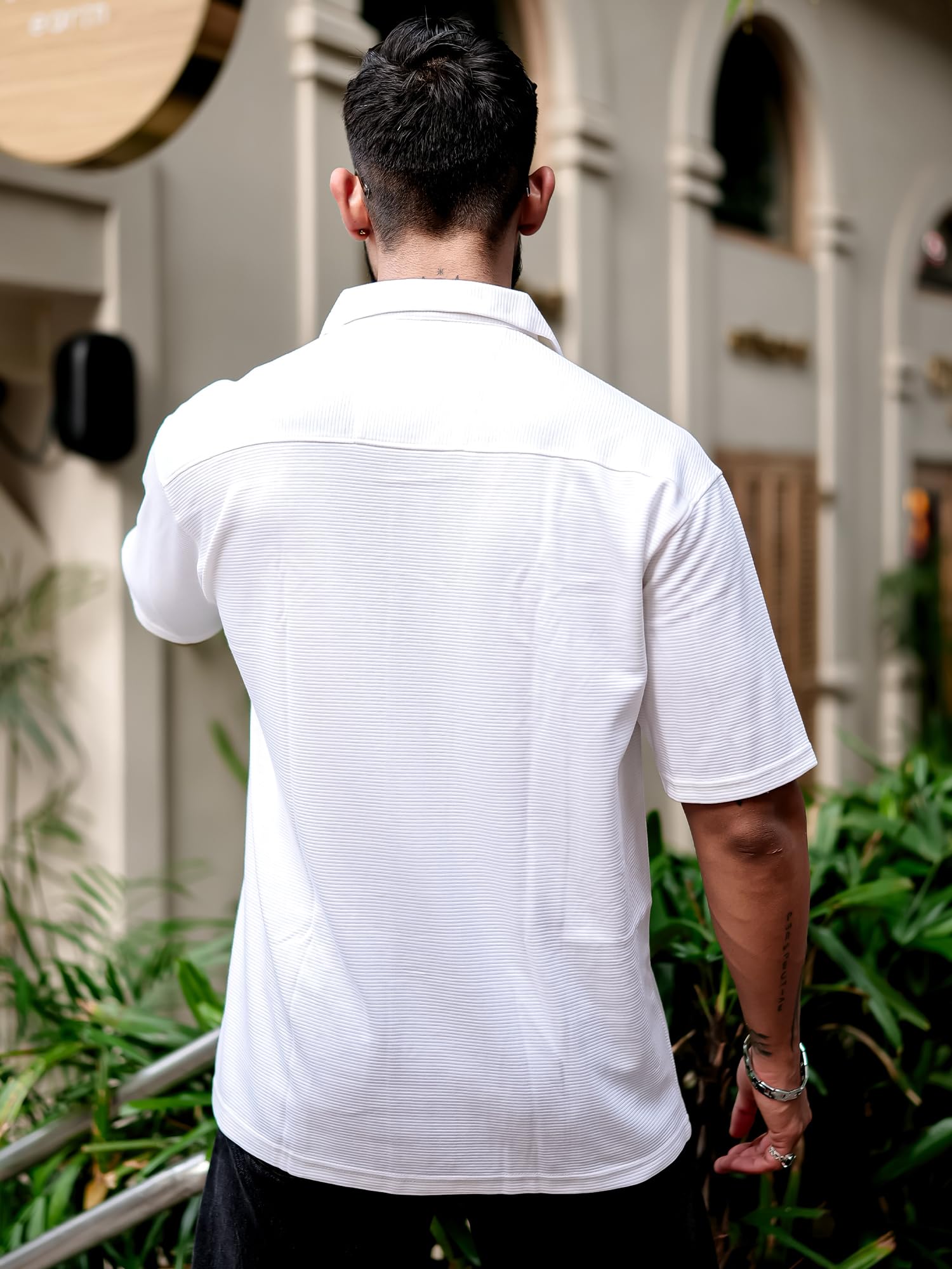 Maniac||Mens||Embroidery||Halfsleeve||Half||White||Cotton||Shirt - Image 3