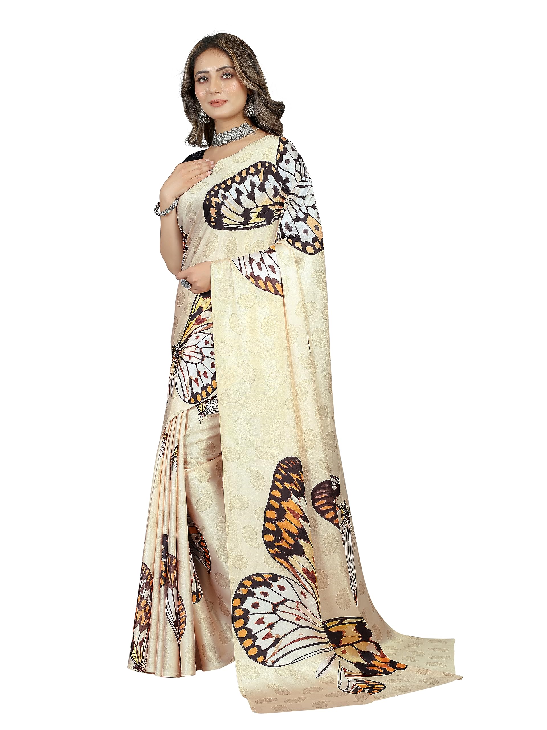 AMOUS FASHION Women's Japan Crepe Digital Floral printed Fashion Saree With Blouse Piece - Image 3