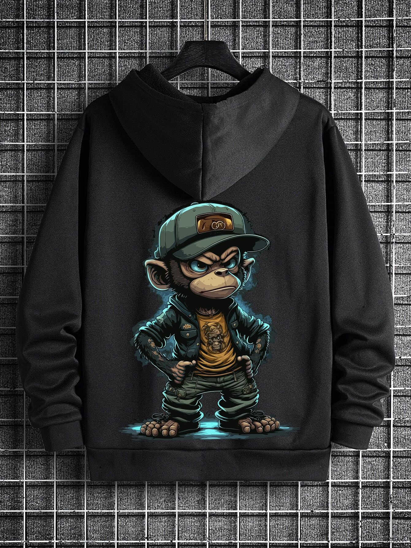 Dagcros Hoodies Printed Sweatshirts Fleece Lined Casual Athletic Workout Pullover with Kangaroo Pocket for Men's Black - Image 3