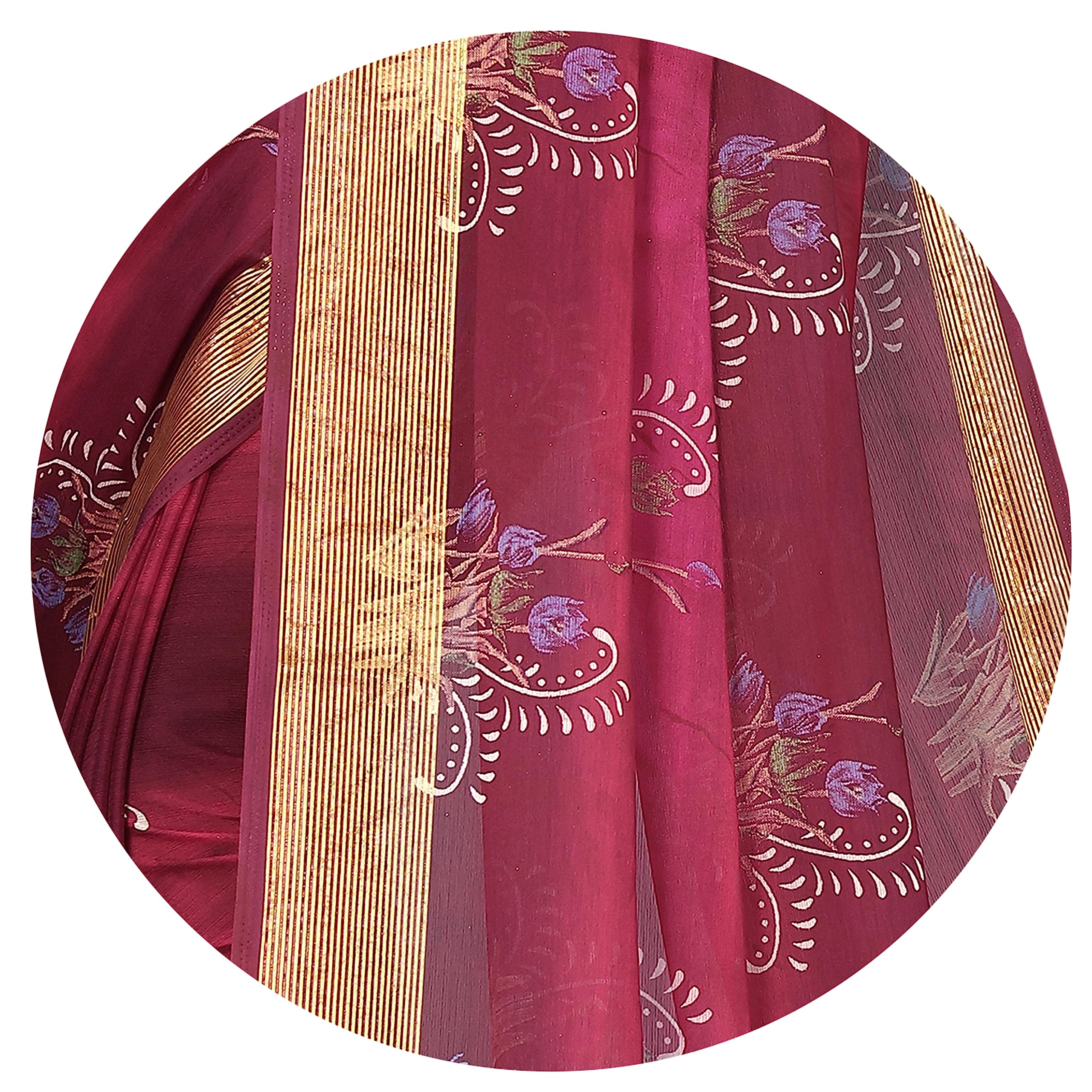 MIRCHI FASHION Women's Jacquard Chiffon Georgette Abstract Printed Saree with Blouse Piece (38784-Magenta, Muticolor) - Image 5