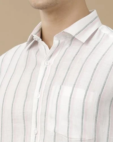 Linen Club Men's Pure Linen Pink Striped Contemporary Fit Full Sleeve Casual Shirt(Size-39)-LCSFST021A446 - Image 6