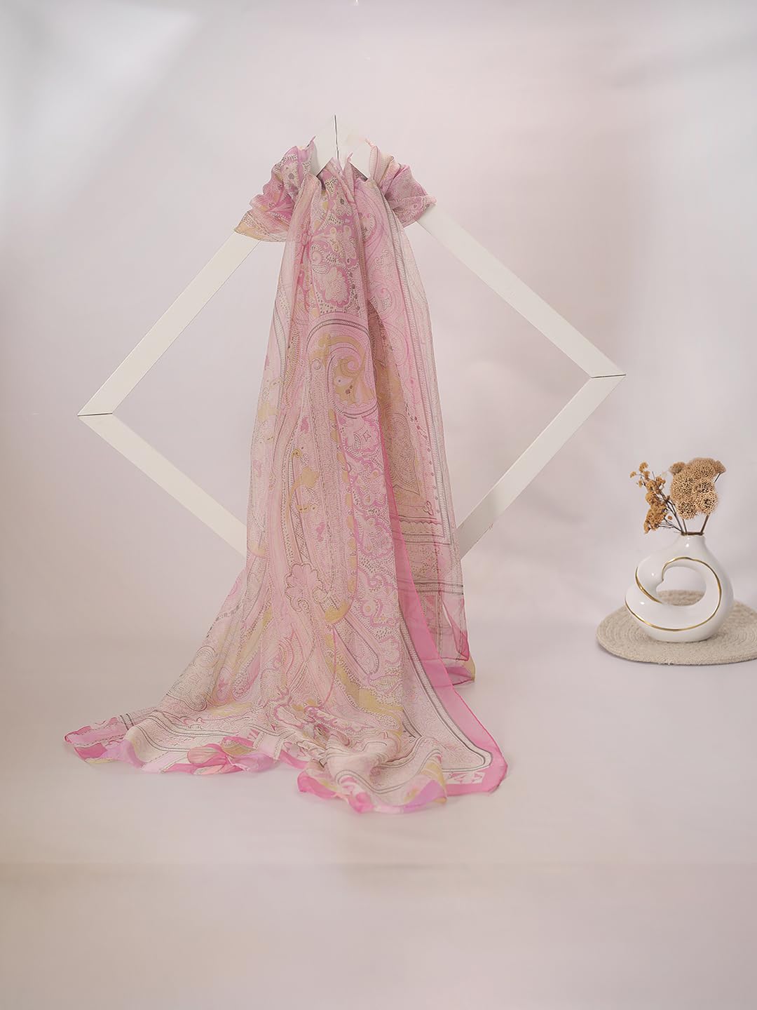 CrossKulture Dupatta for Women - 185 x 135 cm Chiffon Dupatta with Floral Print | Lightweight | Women Accessory - Image 5