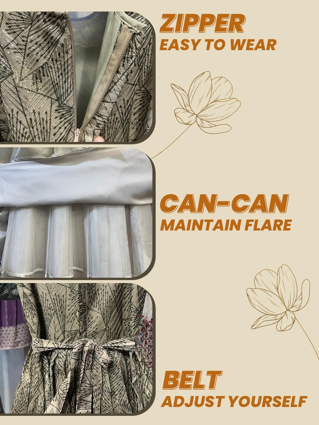 madhuram Women's Long Gown for Solid Georgette with Heavy Embroidery and Hand Work with Belt(2408) (in, Alpha, S, Regular, 1) Sky Blue - Image 4