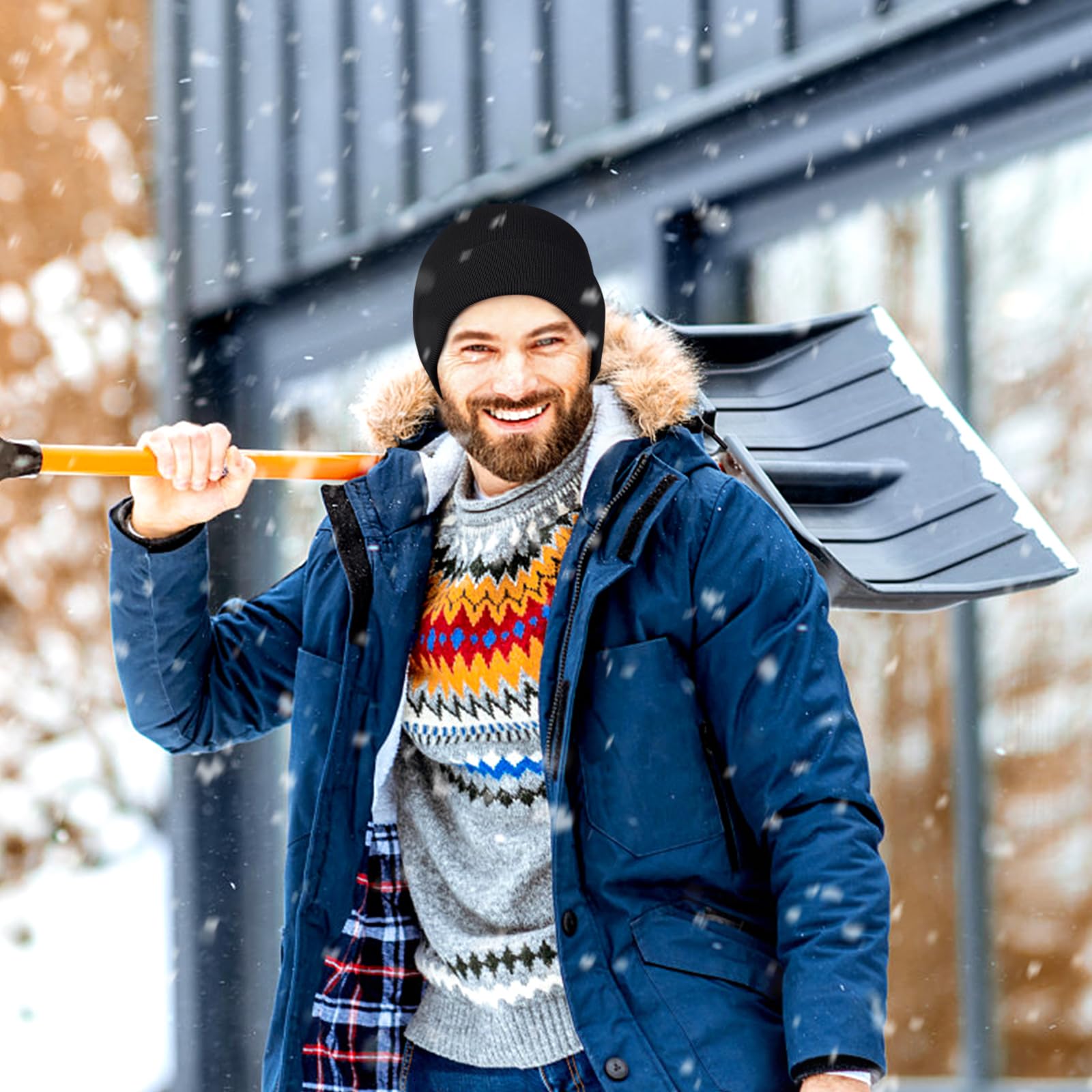 Meliya Unisex Beanie for Men Women Cuffed Plain Skull Hat Winter Knit Cap Toque Winter Hat(Black) - Image 3