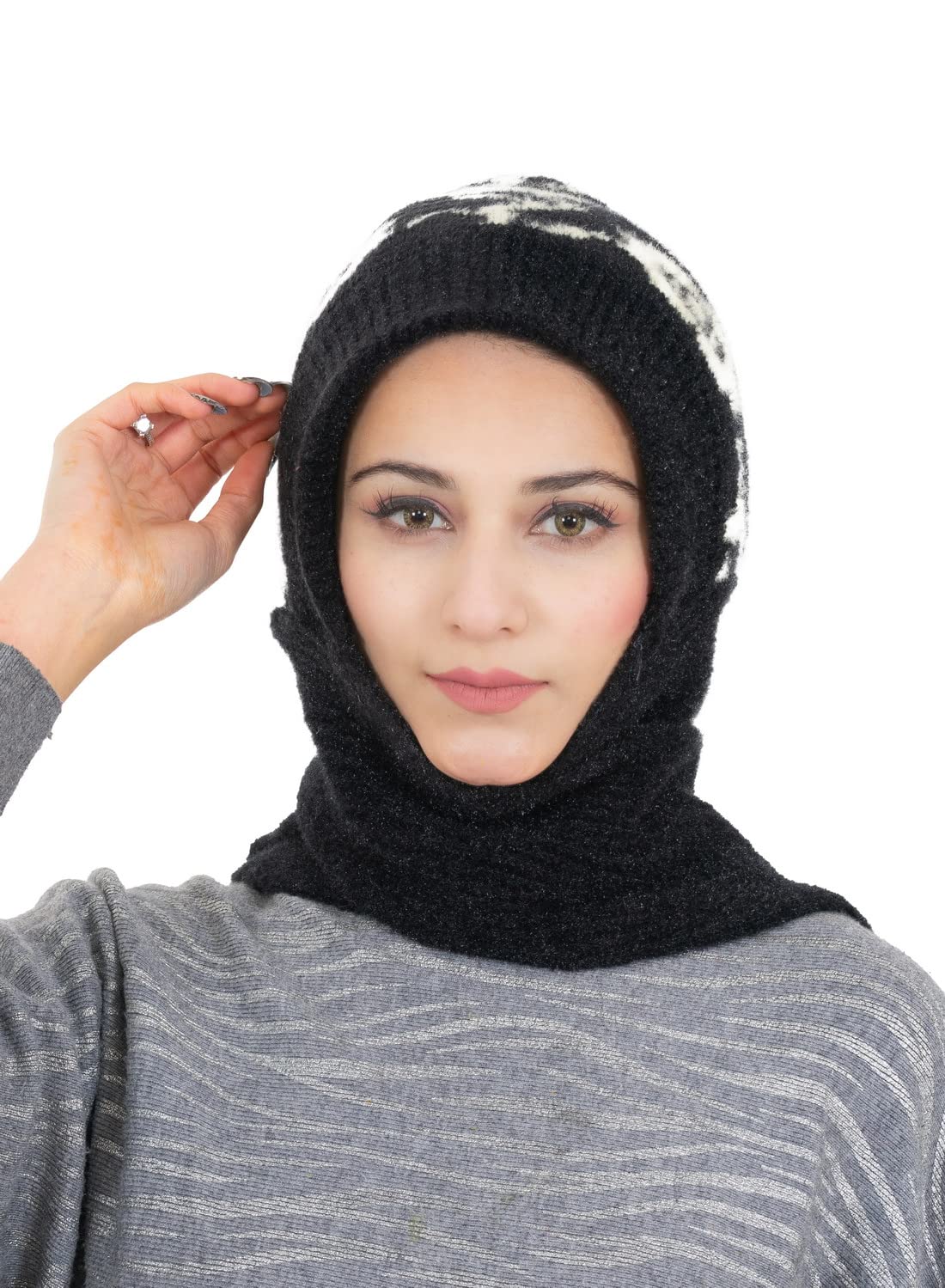 AMOLDO Female Wool Women's Beanie Hat (Muffler Cap_Black Design New, Free Size) - Image 6