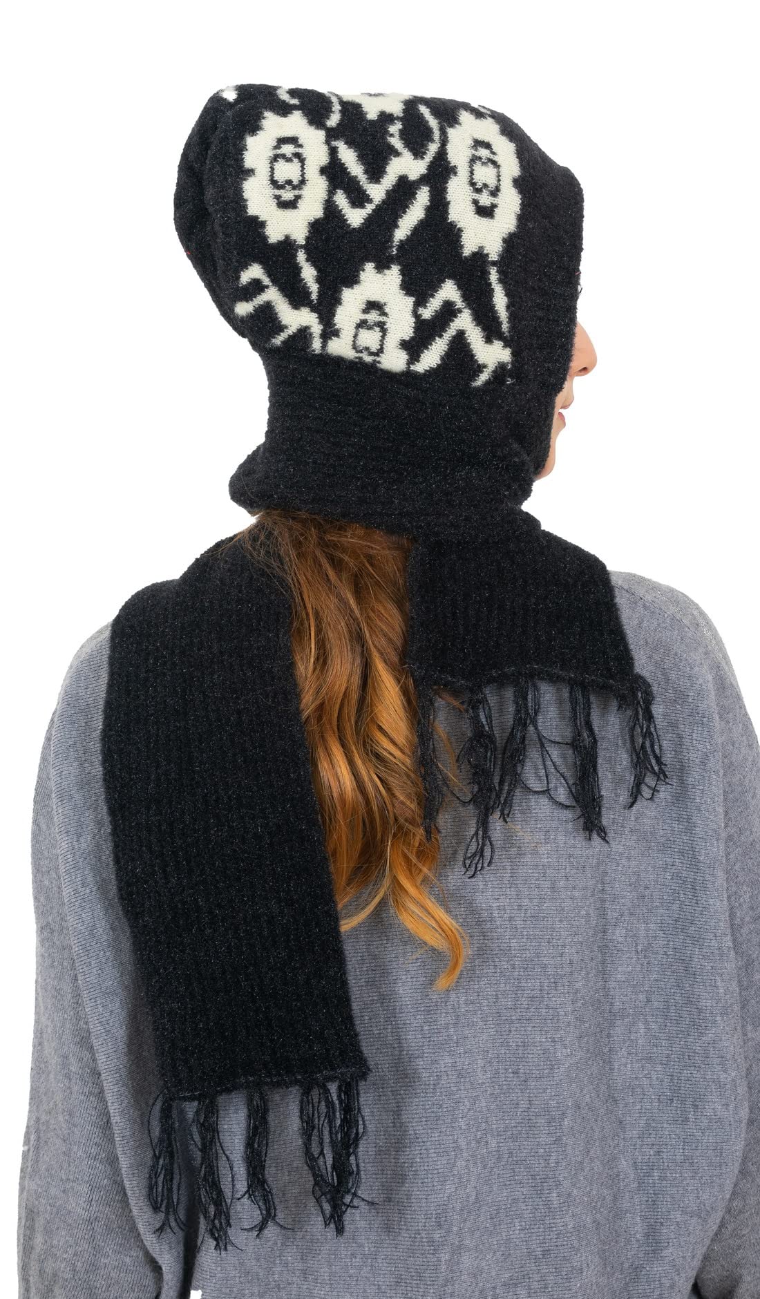 AMOLDO Female Wool Women's Beanie Hat (Muffler Cap_Black Design New, Free Size) - Image 4