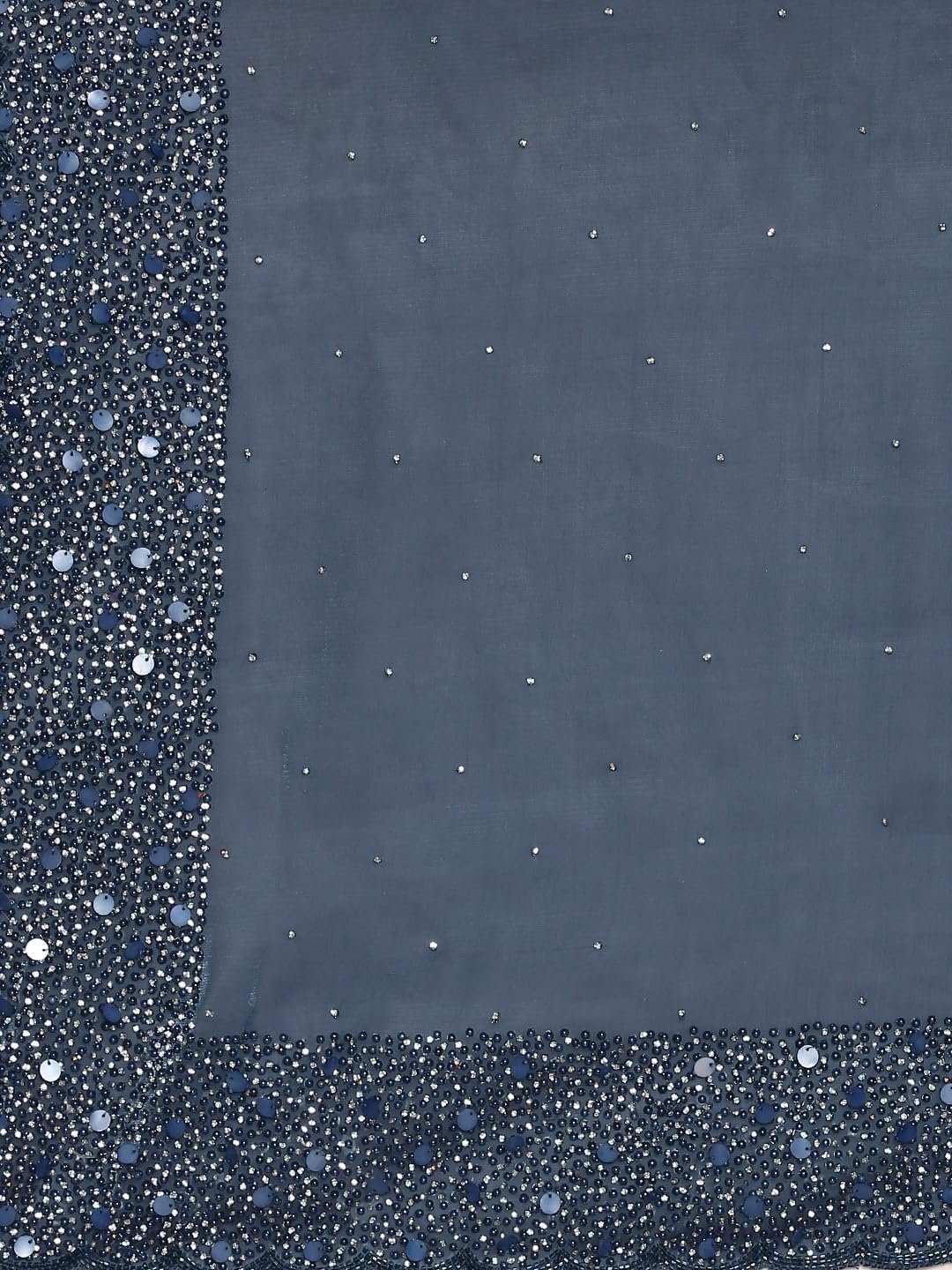 MOHEY Grey Organza Embroidery|Stone Work Saree for Women - Image 4