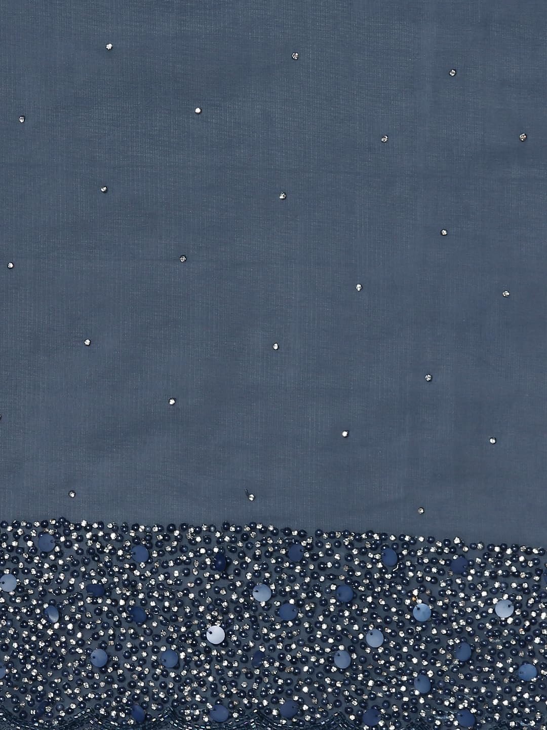 MOHEY Grey Organza Embroidery|Stone Work Saree for Women - Image 5