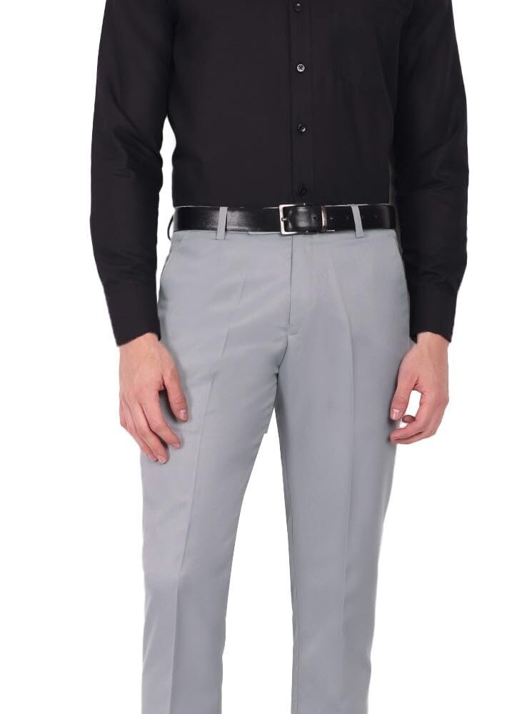 Jack and Jini Formal Pant For Men. Regular Fit Mid Rise, Lightweight, Flat Front, Premium Cotton Polyester Blend Fabric And Solid Stitching For Office, Party And Casual Wear. (36, Light Grey)